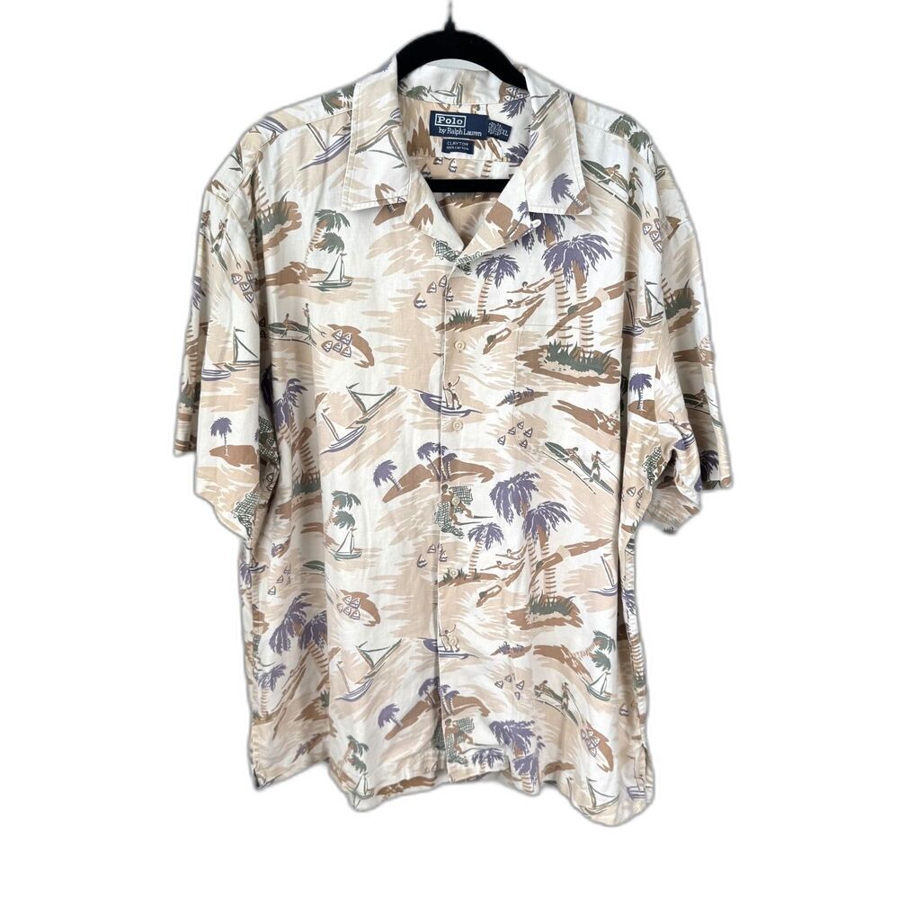 Size XL Vintage Polo by Ralph Lauren Clayton cotton button up Hawaiian shirt